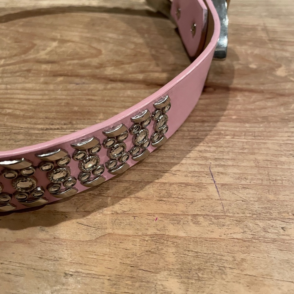 Like New Women’s Pink Silver Studded Rhinestone Belt Barbiecore Western Boho - Picture 8 of 12